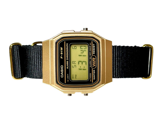 Custom Gold Casio Watch on Black Strap
