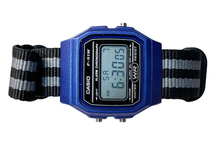 Custom Blue Casio Watch on Black/Grey Strap