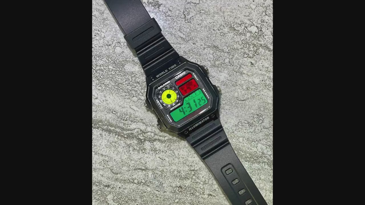 Custom Silver Casio World Time Watch with Color Screen Mod (Pick your colors)
