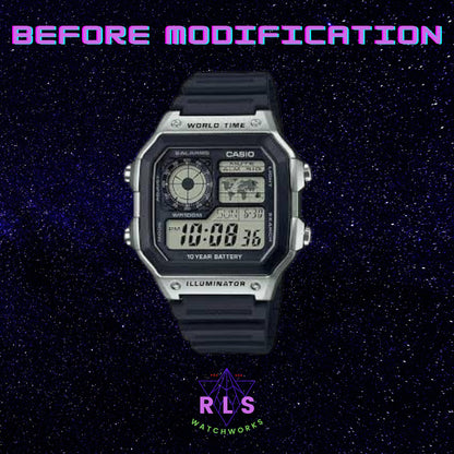Custom Silver Casio World Time Watch with Color Screen Mod (Pick your colors)
