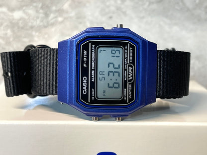 Custom Blue Casio Watch on Black Strap w/ black hardware