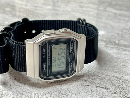 Custom Silver and black Casio Watch on Black Strap w/ black hardware