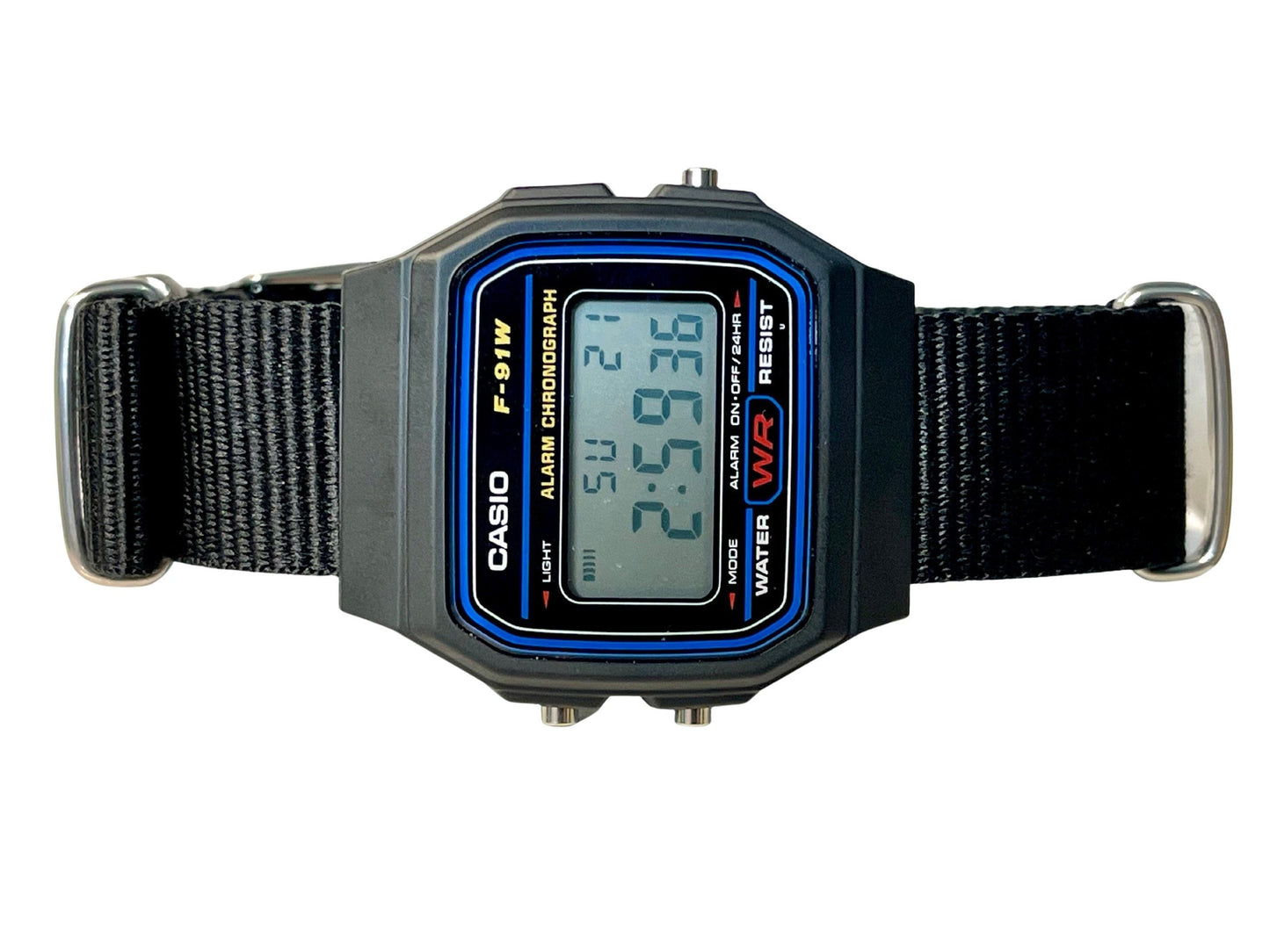 Custom Black Casio Watch on Black Strap w/ silver hardware
