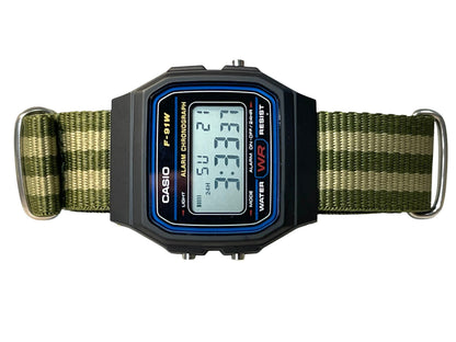 Custom Black Casio Watch on Green/Light green Strap