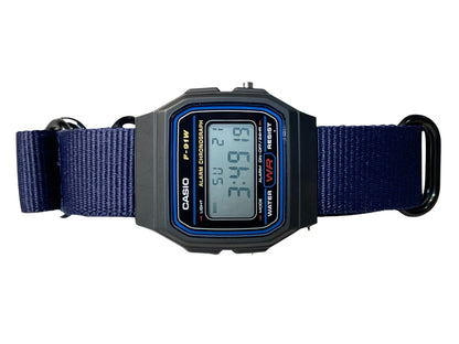 Custom Black Casio Watch on blue Strap