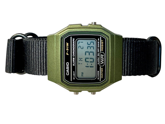 Custom Green Casio Watch on Black Strap w/ black hardware
