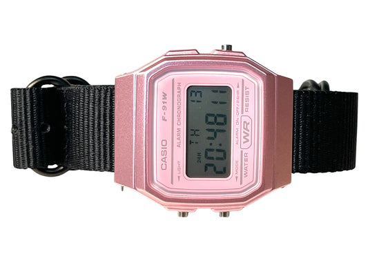 Custom Pink Casio Watch on Black Strap w/ black hardware