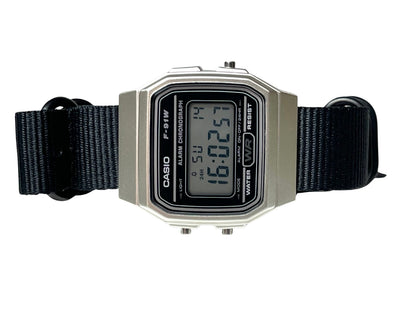 Custom Silver and black Casio Watch on Black Strap w/ black hardware