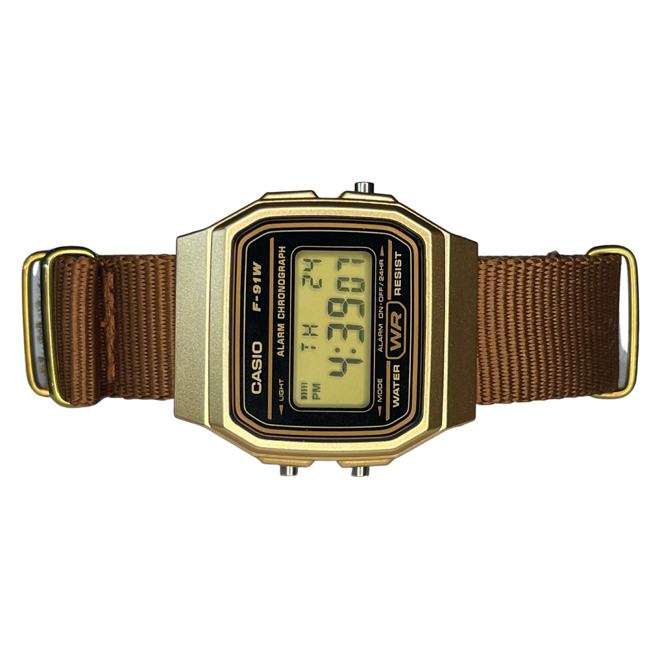 Gold Casio Watch on Brown Strap rswatchworks