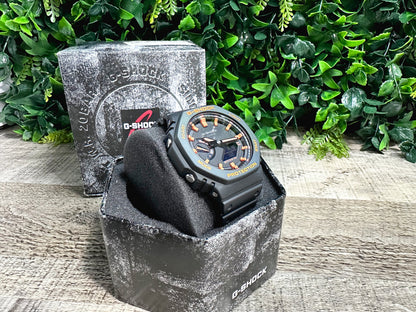 G-Shock CasiOak "Halloween" - Black/Orange Hand Painted Genuine Casio GA2100 - Carbon Core Protection - Optional Sapphire Crystal