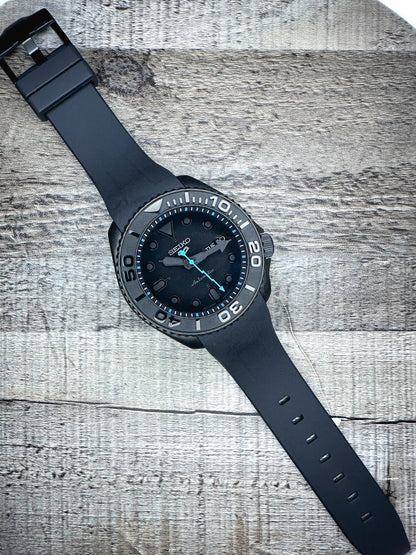 42mm "BLACKOUT/BLUE" Genuine Seiko 5KX SRPD Modified Yacht Style w/ Sapphire Crystal & Ceramic Bezel Insert