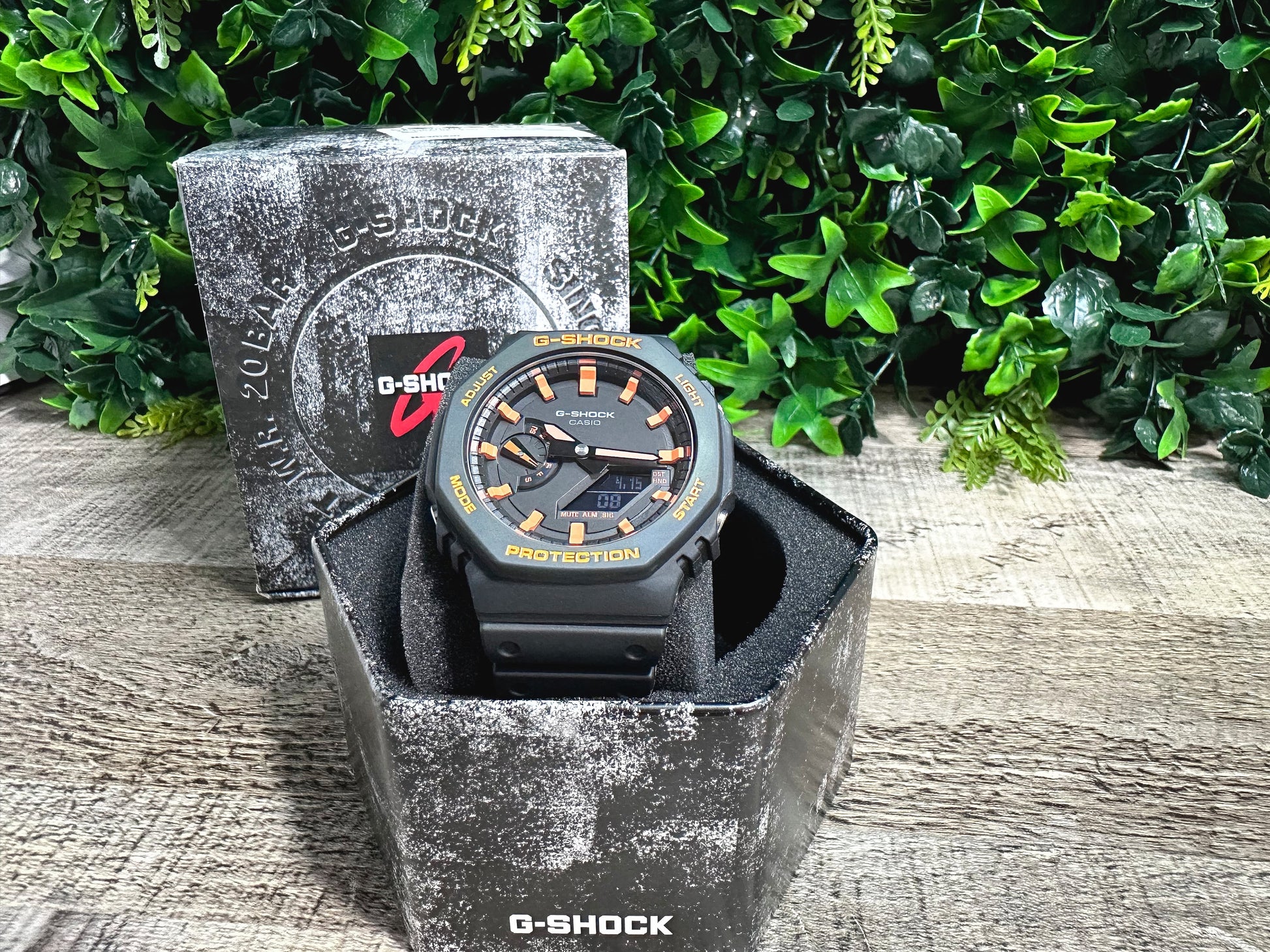 G-Shock CasiOak "Halloween" - Black/Orange Hand Painted Genuine Casio GA2100 - Carbon Core Protection - Optional Sapphire Crystal