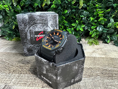 G-Shock CasiOak "Halloween" - Black/Orange Hand Painted Genuine Casio GA2100 - Carbon Core Protection - Optional Sapphire Crystal