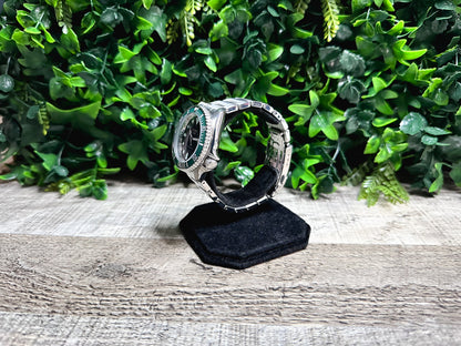 42mm "KERMIT" Genuine Seiko 5KX SRPD Modified Sub Style w/ Sapphire Crystal, Ceramic Bezel Insert & Stainless Bracelet