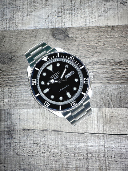 42mm "SUB" Genuine Seiko 5KX SRPD Modified Sub Style w/ Sapphire Crystal, Ceramic Bezel Insert & Stainless Bracelet