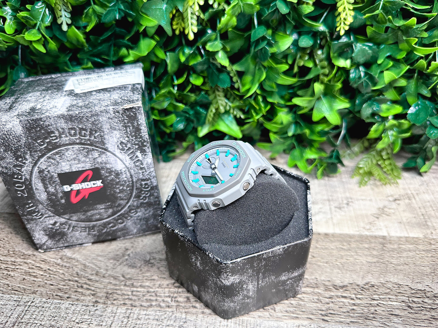 G-Shock CasiOak "Grey Sky" - Grey/Blue Hand Painted Genuine Casio GA2100 - Carbon Core Protection - Optional Sapphire Crystal