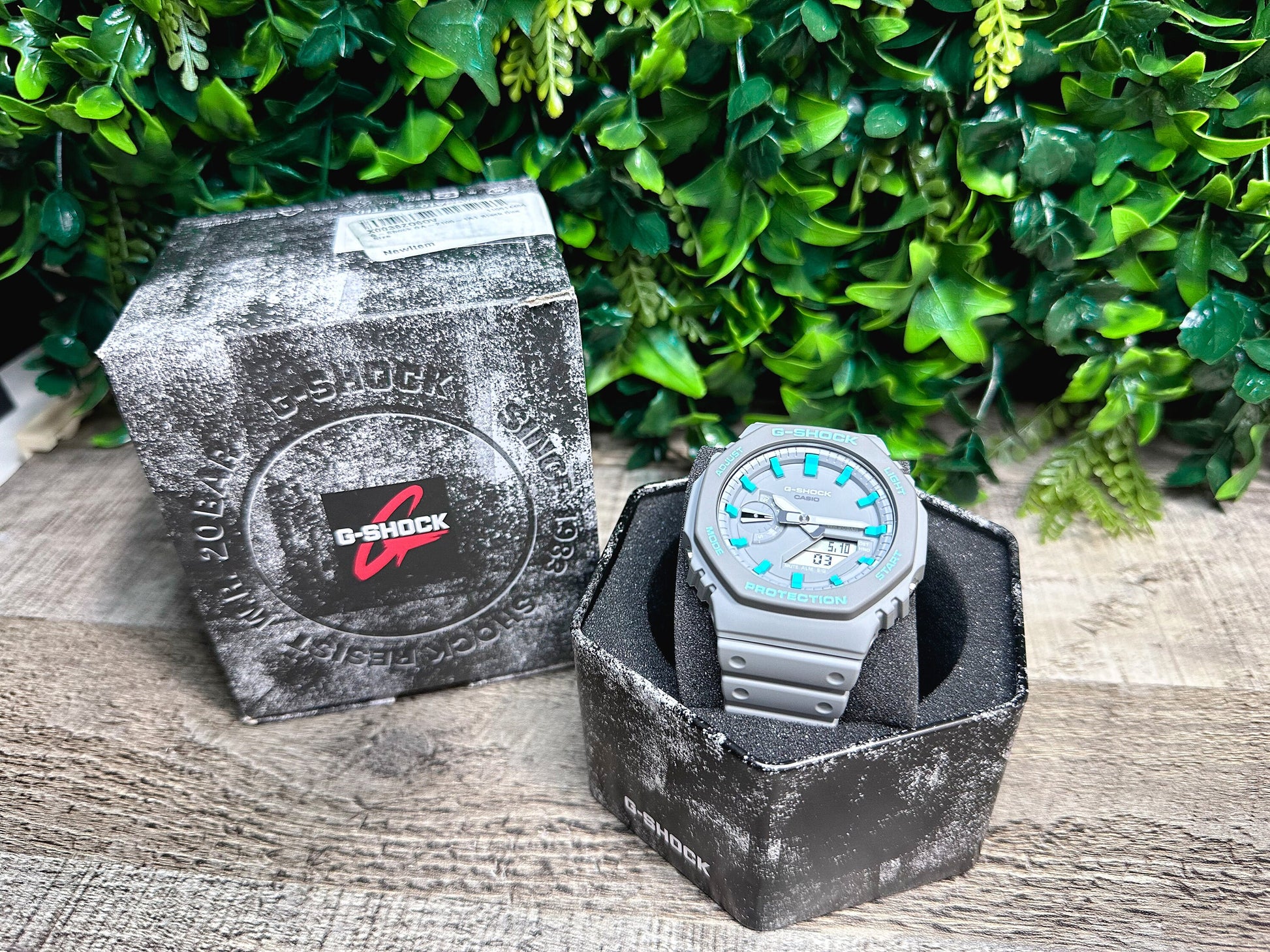 G-Shock CasiOak "Grey Sky" - Grey/Blue Hand Painted Genuine Casio GA2100 - Carbon Core Protection - Optional Sapphire Crystal