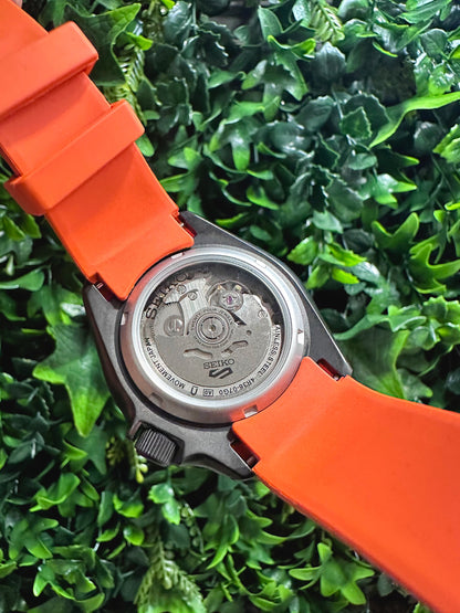 42mm "BLACKOUT/ORANGE" Genuine Seiko 5KX SRPD Modified Yacht Style w/ Sapphire Crystal & Ceramic Bezel Insert
