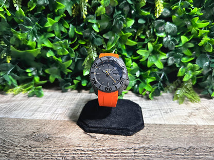 42mm "BLACKOUT/ORANGE" Genuine Seiko 5KX SRPD Modified Yacht Style w/ Sapphire Crystal & Ceramic Bezel Insert