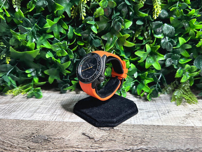 42mm "BLACKOUT/ORANGE" Genuine Seiko 5KX SRPD Modified Yacht Style w/ Sapphire Crystal & Ceramic Bezel Insert