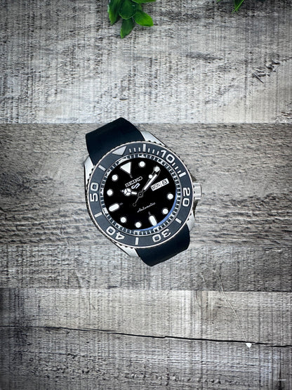42mm "YACHT" Genuine Seiko 5KX SRPD Modified Sub Style w/ Sapphire Crystal, Ceramic Bezel Insert & Rubber Strap