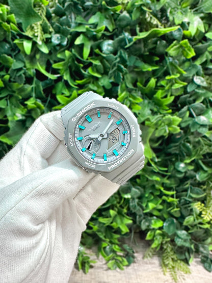 G Shock CasiOak "Cloudy Sky" - Grey/Blue Hand Painted Genuine Casio GA2100 - Optional Sapphire Crystal