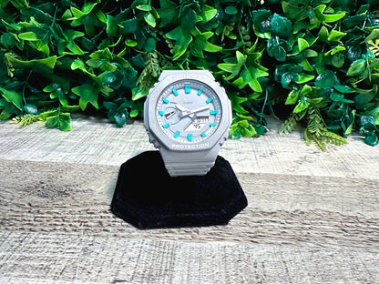 G Shock CasiOak "Cloudy Sky" - Grey/Blue Hand Painted Genuine Casio GA2100 - Optional Sapphire Crystal